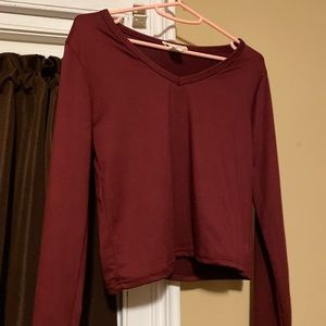 Red long sleeve crop top